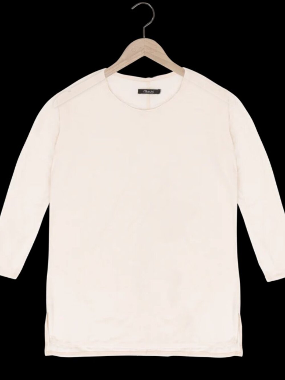 Reese De Luca Cream Cotton/Linen Blend Jersey Long Sleeve T-Shirt
